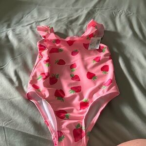 The Children's Place Pink Strawberry Print Swimsuit